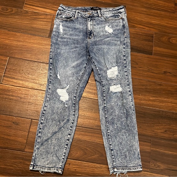 Judy Blue Denim - Judy Blue‎ Acid Wash Boyfriend Fit Jeans 11/30 Distressed Medium Wash